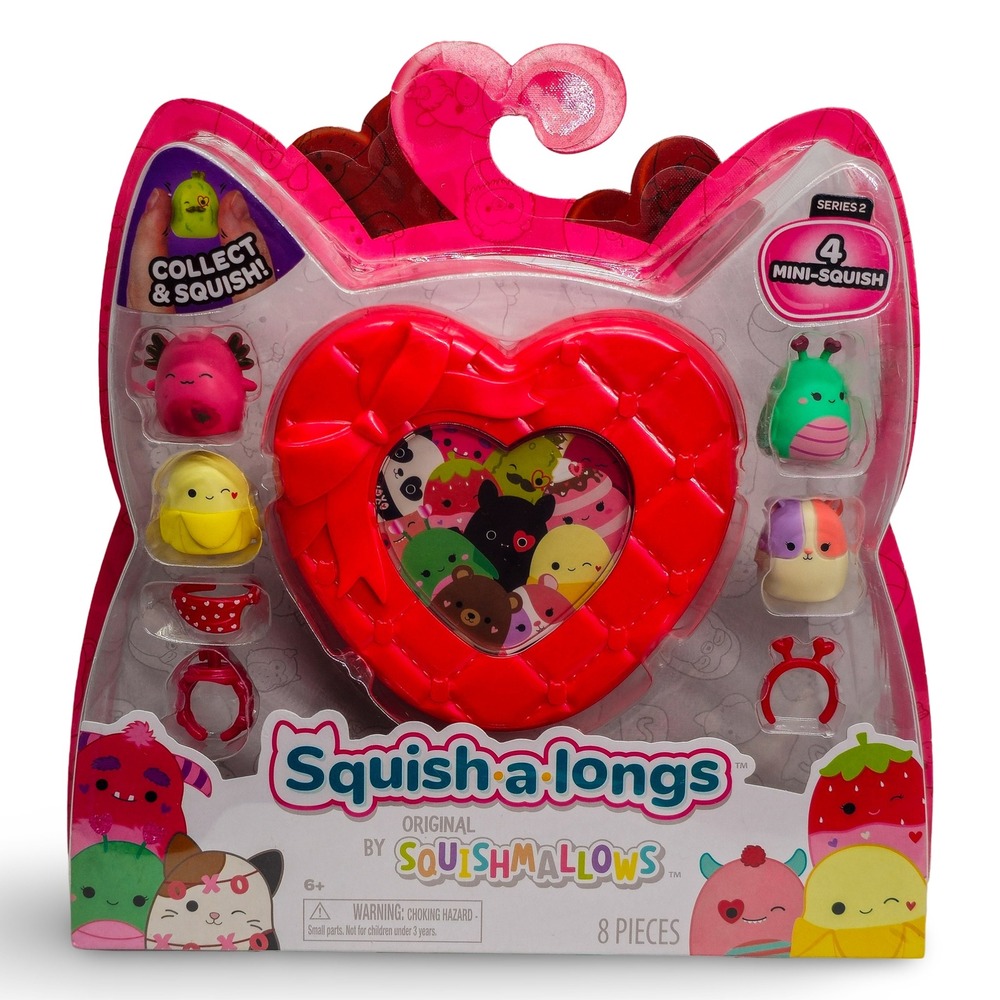 Squishmallows Squish-a-longs Series 2 Mini‎ Figures Set Red Heart Case NEW 8pc